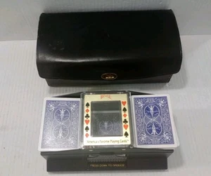 Barajador automático de cartas de dos barajas con estuche de cuero para jugar a las cartas de bicicleta - Imagen 1 de 13