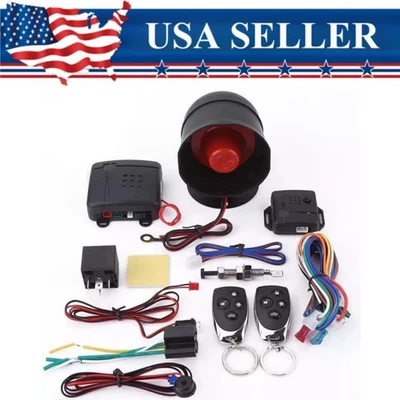 Universal Car Alarm System Security Keyless Entry System with 2 Key Fobs US - Image 1 of 4