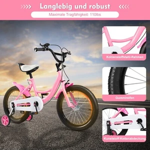 Bicicleta Infantil 16 Pulgadas Niño Niña Bicicleta a partir de 4-8 Años Niños Bicicletas Rosa - Imagen 1 de 21