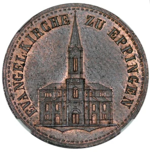 BADEN Medallic Kreuzer 1879 NGC MS64BN 'Evangelical Church at Eppingen' - Picture 1 of 6