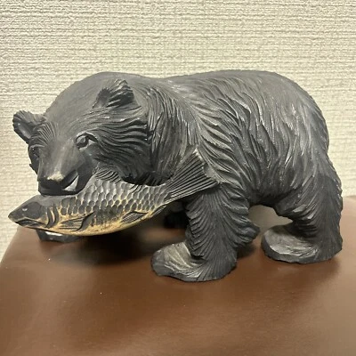 Antiguo Japón oso tallado en madera arte Ainu Hokkaido tallado a mano escultura 24 cm Foto 1 de 4