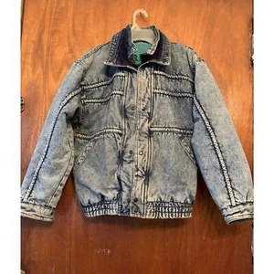Vintage Denim Acid Wash 80’s 90’s quilted blue jean denim jacket Street Moves M? - Picture 1 of 13