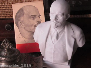 VINTAGE  RUSSIAN USSR 1969 PORCELAIN BISQUE LFZ FIGURINE BUST VLADIMIR LENIN - Picture 1 of 10