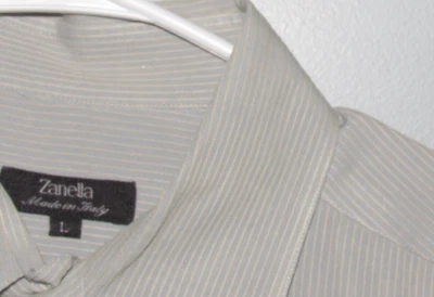 ZANELLA Italy Mens Sz Large Button Up Shirt Gray Stripe Cotton Long Sleeve Italy - Image 1 of 4