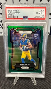 2023 Panini Green Prizm: #357 Puka Nacua Rams RC Rookie - PSA 10 GEM MINT - Picture 1 of 2