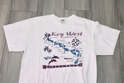Camiseta De Colección Años 90 Key West Para Hombre Larga Manga Corta Doble Puntada Blanca Foto 1 de 4