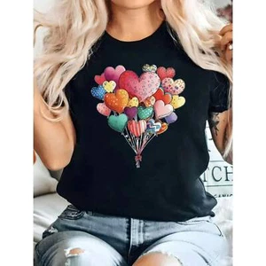 2025 new soft short sleeved shirt, plus size women's balloon printed - Picture 1 of 12