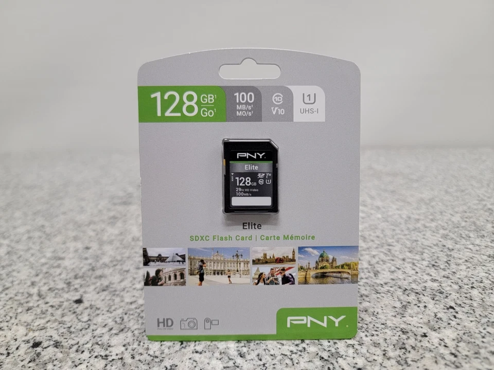 PNY 128 GB 100 MB/s UHS-I Elite SDXC Flash Card Full HD Video - Image 1 of 2