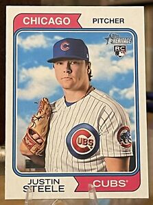 Carte recrue Justin Steele 2023 Topps Heritage #63 RC Chicago Cubs
