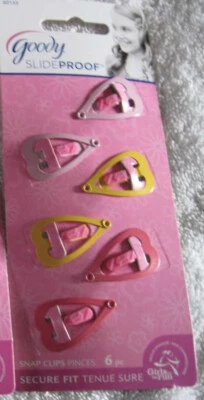Colorful Set Goody Contour Metal Snap Hair Clips Color Painted Epoxy Slide Proof - Image 1 of 4
