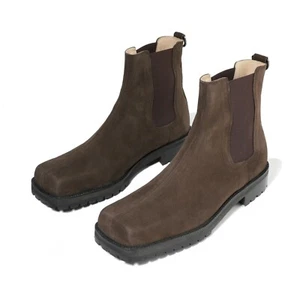Botas al tobillo Firenze Atelier para hombre de gamuza marrón punta cuadrada dividida punta cuadrada - Imagen 1 de 8
