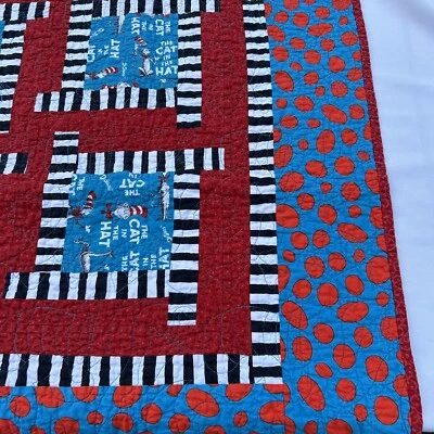 Dr. Suess Cat in the Hat Baby Quilt Handmade - Image 1 of 4