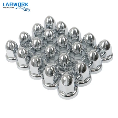 33mm Chrome Semi TrucK Lug Nut Covers PUSH ON ABS Plastic 20 Pack - Image 1 of 4