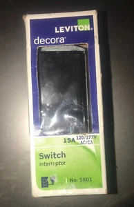 Leviton Decora 15 Amps 120 Volts Single Pole Rocker Switch Black New - Picture 1 of 3