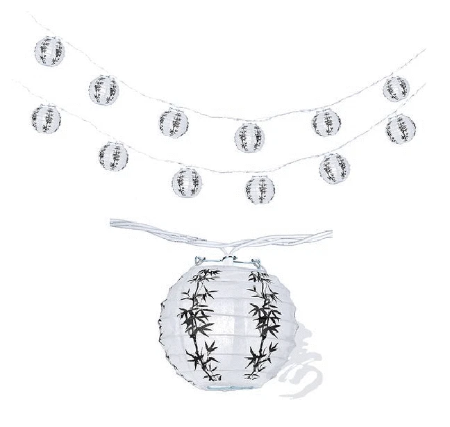 Linterna de papel china japonesa 4" luces de cadena de fiesta (JUEGO de 12) bambú de la suerte Foto 1 de 1