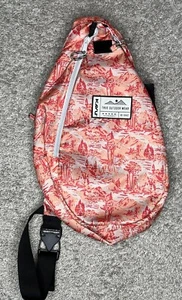 KAVU Rope Sling Bag  Crossbody Backpack Mountain Tree Design Pink Red - Picture 1 of 4