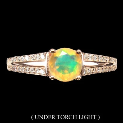 925 Sterling Silber Ring Rund Feueropal 6mm Simuliert Cz Edelstein Schmuck 8 - Bild 1 von 4