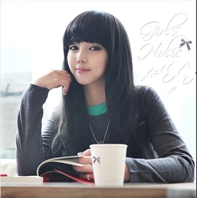 Damen Schwarz und braun glocke Perücke mit Pony Wie Echthaar modell 003T