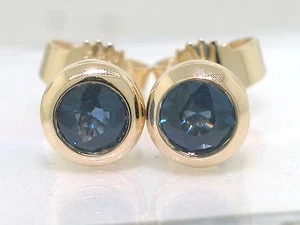 Paar Saphir Ohrstecker 585 Gelbgold 14Kt Gold Ohrringe blaue natürliche Saphire - Bild 1 von 2