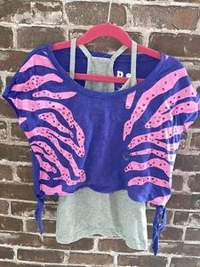 NWT P.S. FROM AEROPOSTALE KIDS GIRLS 8 SIDE TIE ZEBRA PRINT 2-FER TOP PURPLE - Picture 1 of 3