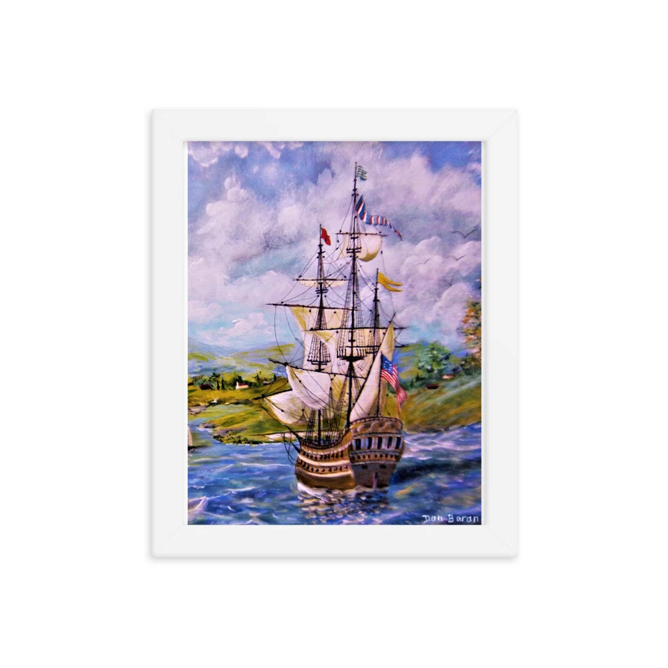 Framed photo paper poster, Tall Ship, Seascape, Dan Baran painting - Image 1 of 1