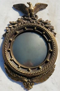 ARMOR BRONZE FEDERAL EAGLE PORTHOLE BULLS-EYE MIRROR-16''-OG-FREE SHIP! WALL ART - Picture 1 of 11