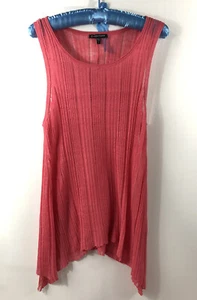 Eileen Fisher Deep Pink/Coral Sheer Tank S Linen Silk Blend - Picture 1 of 5