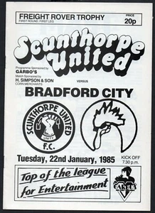1984/85 Scunthorpe United v Bradford City programme Freight Rover Trophy - Picture 1 of 1