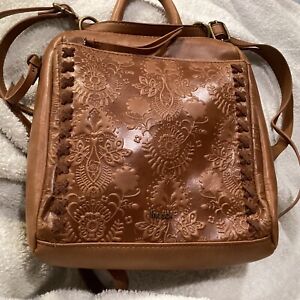 The Sak Hand Bag Messenger Backpack Crossbody NEW Embossed Leather Small Purse