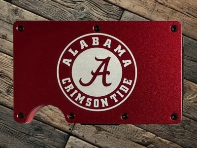 TIMELESSETCHINGS Alabama Crimson Tide Slim Thin Metal RFID Blocking Wallet Laser Engraved Roll