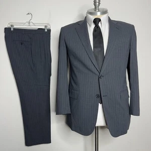 Brooks Brothers Madison Suit 41R 33W Mens Gray Stripe Wool - Picture 1 of 15