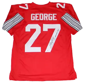OHIO STATE BUCKEYES EDDIE GEORGE SIGNED #27 RED JERSEY BECKETT W/ HEISMAN 1995 - Picture 1 of 1