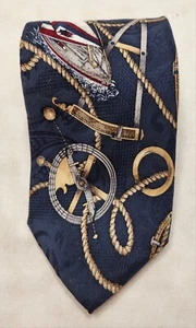 Stars And Stripes Navigator Imported Silk Vintage Men's Tie Made In USA - Picture 1 of 6