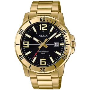 Casio Mens Gold Black Dial Stainless Steel 43mm Sports Watch MTP-VD01G-1BV - Picture 1 of 3