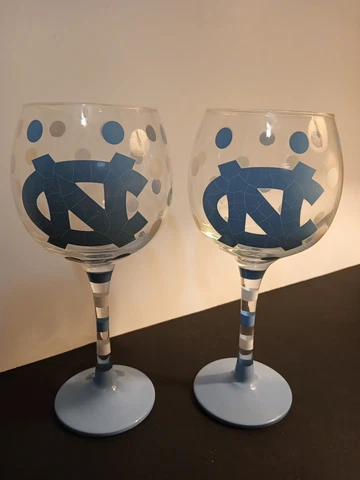 North Carolina Tar Heels Polkadot Wine Glass Set Of 2 Cover