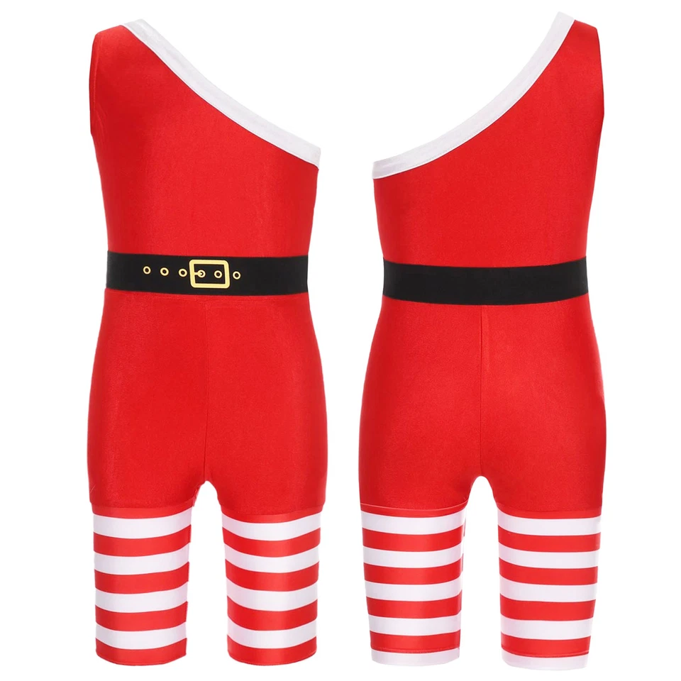 Boys Christmas Bodysuit Muscle Man Short Sleeveless Leotards Festival Partywear - Image 1 of 1