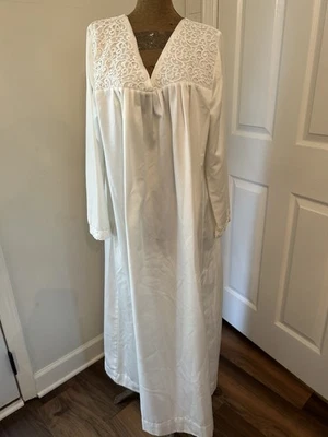 Camisón vintage Oscar De La Renta manga larga blanco satinado M Foto 1 de 4