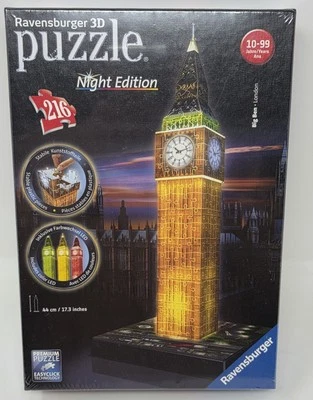 Ravensburger 3D Big Ben Puzzle Night Edition 108 Pcs New Sealed London England - Image 1 of 3
