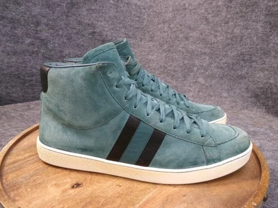 Gucci Verde Teal Gamuza Negro Rayas Zapatillas Altas Zapatos Para Hombre Talla 11.5 G Foto 1 de 4