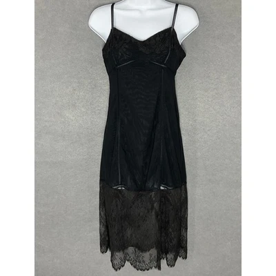BCBGMAXAZRIA Runway Lace Slip Dress Lingerie Black Sheer Sz S Babydoll Seductive - Image 1 of 4