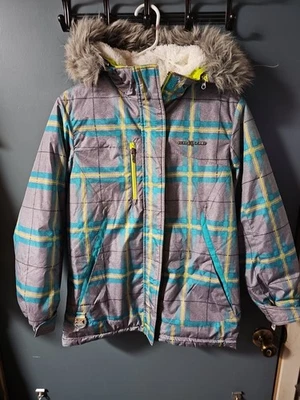 ABRIGO DE INVIERNO DE ESQUÍ ZERO XPOSUR ZEROXPOSUR NIÑAS Talla L 14 Gris Aqua Neón Cuadros Usado en Excelente Condición Foto 1 de 4