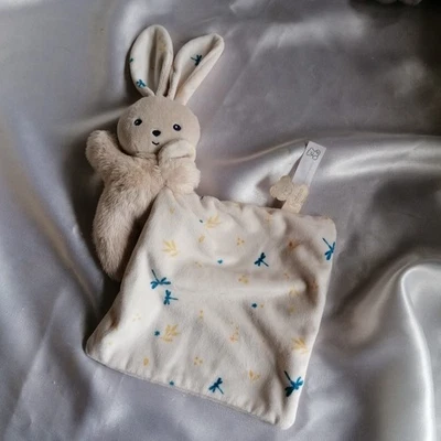 Doudou lapin beige et son mouchoir blanc imprimé libellule , Kaloo - Image 1 of 4