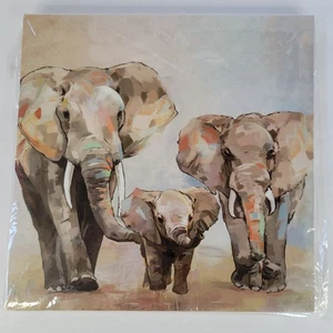 8x8 Elephants Wall Art Canvas Print Family Mama Dad Baby Jungle Animal Decor Pic - Picture 1 of 11