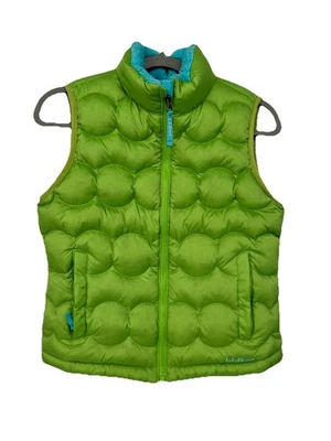 LL Bean Youth Kids Down Puffer Vest Size M 10/12 Green Downtek Fleece Lined Zip - Image 1 of 4