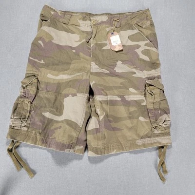 Pantalones Cortos Carga Vintage Y2K Ultility Camuflados Talla 38 Nobo No Boundaries Verde Nuevos  Foto 1 de 4