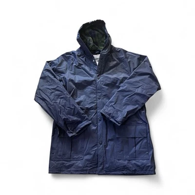 VINTAGE Basic Editions Rain Coat Women's L Navy Blue Jacket Water Repellent - Image 1 of 4