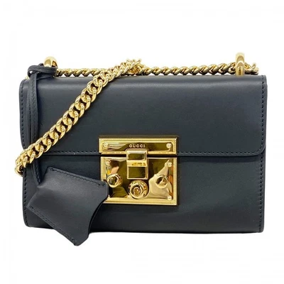 Auténtico [5mc3640] GUCCI Bolso de Hombro Candado 409487 Cuero Negro Dorado Metal para... Foto 1 de 4