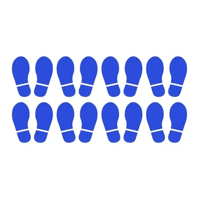 8 Pairs 5.9x2.5" Footprints Floor Stickers Floor Wall Stairs Decal Blue - Image 1 of 4