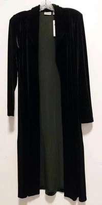 Chico's (0) Black Velvet Long Duster Slits Small NWT - Image 1 of 4