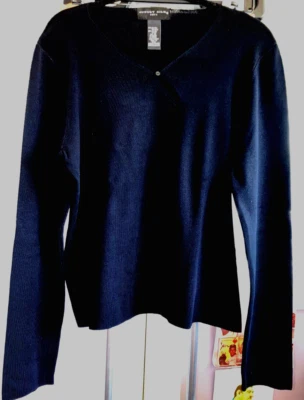 NUEVO SIN ETIQUETAS L XL AUGUST SEDA NEGRO RAYÓN NYLON MANGA LARGA OJO DE CERRADURA TOP S403 Foto 1 de 4